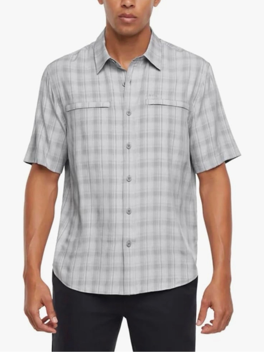 Orvis Men's Classic Collection Short Sleeve Woven Tech Shirt (Gray Plaid, XXL) —